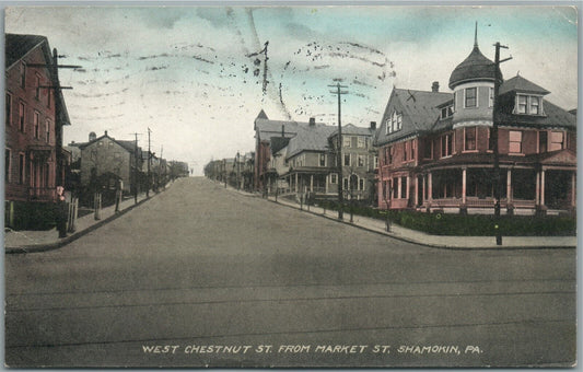 SHAMOKIN PA W. CHESTNUT STREET ANTIQUE POSTCARD