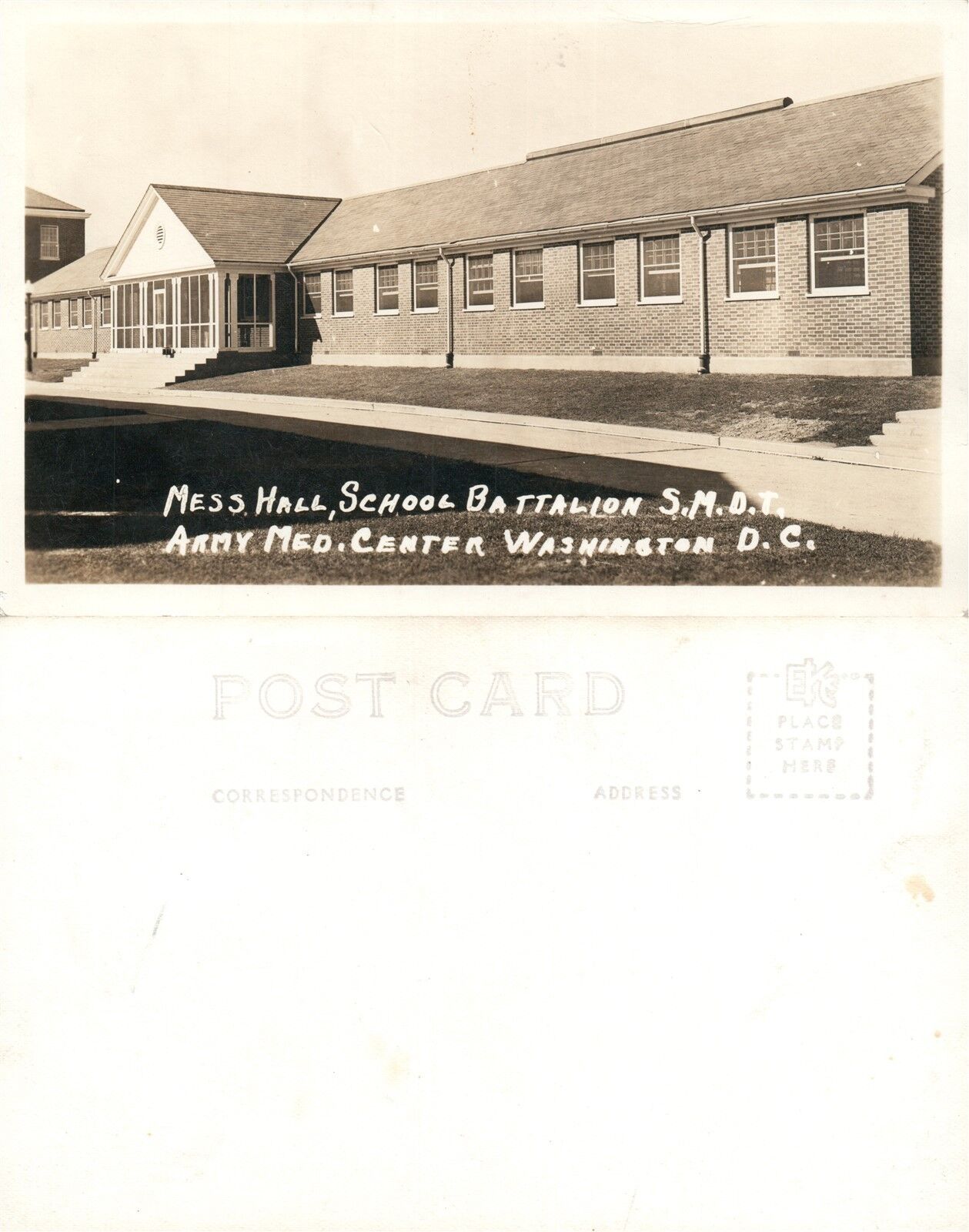 WASHINGTON SCHOOL BATTALION ARMY MED. CENTER REAL PHOTO VINTAGE RPPC POSTCARD