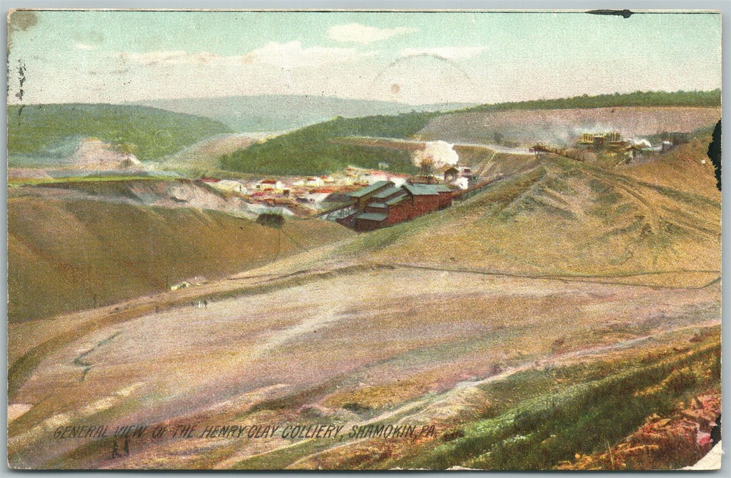 SHAMOKIN PA HENRY CLAY COLLIERY 1909 ANTIQUE POSTCARD
