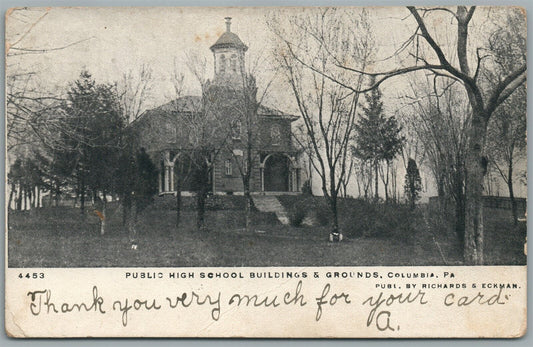 COLUMBIA PA PUBLIC HIGH SCHOOL ANTIQUE POSTCARD