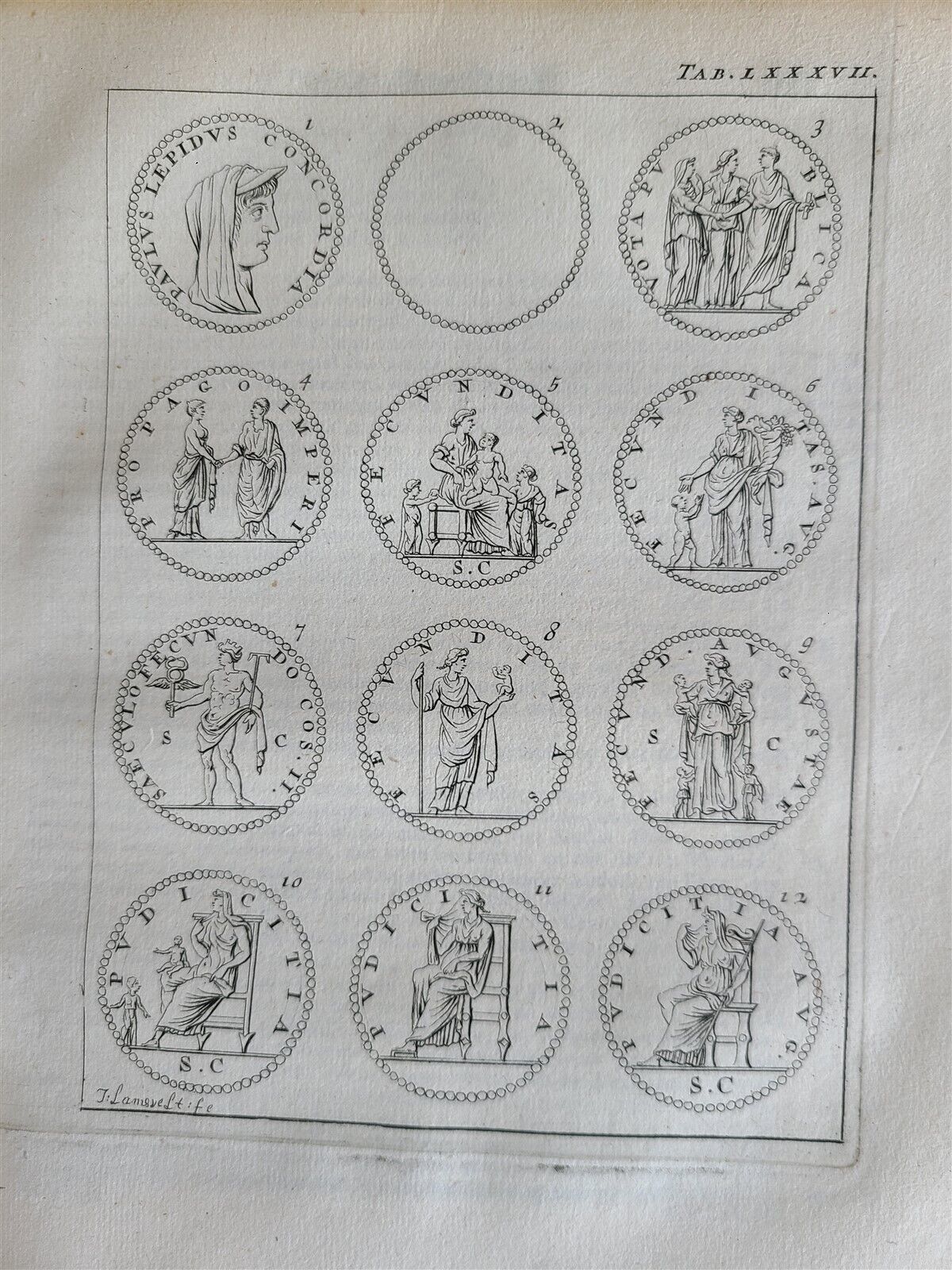 1706 ROMAN NUMISMATICS antique VELLUM BINDING ILLUSTRATED 121 ENGRAVINGS