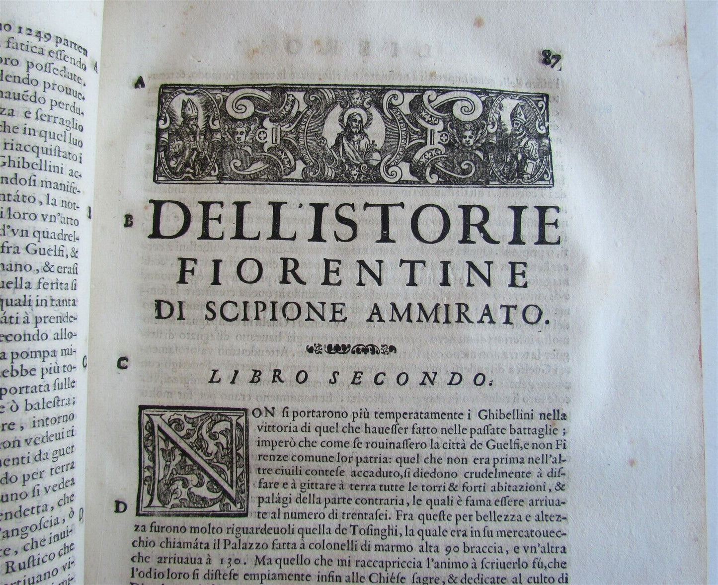 1641-1647 HISTORY OF FLORENCE 3 FOLIO VOLUMES by Ammirato antique VELLUM BOUND