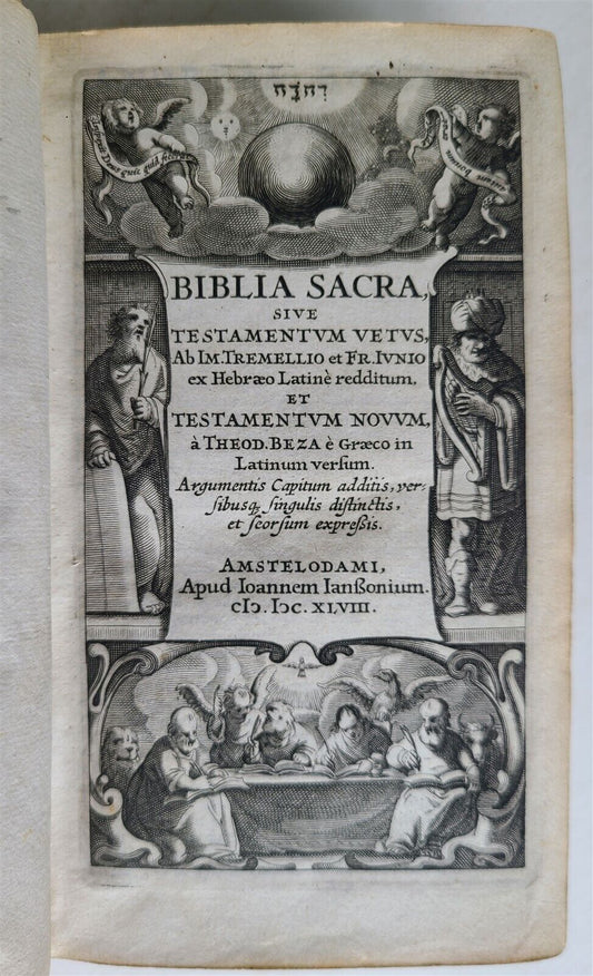 1648 BIBLE in LATIN antique BIBLIA LATINS OLD & NEW TESTAMENT VELLUM BINDING