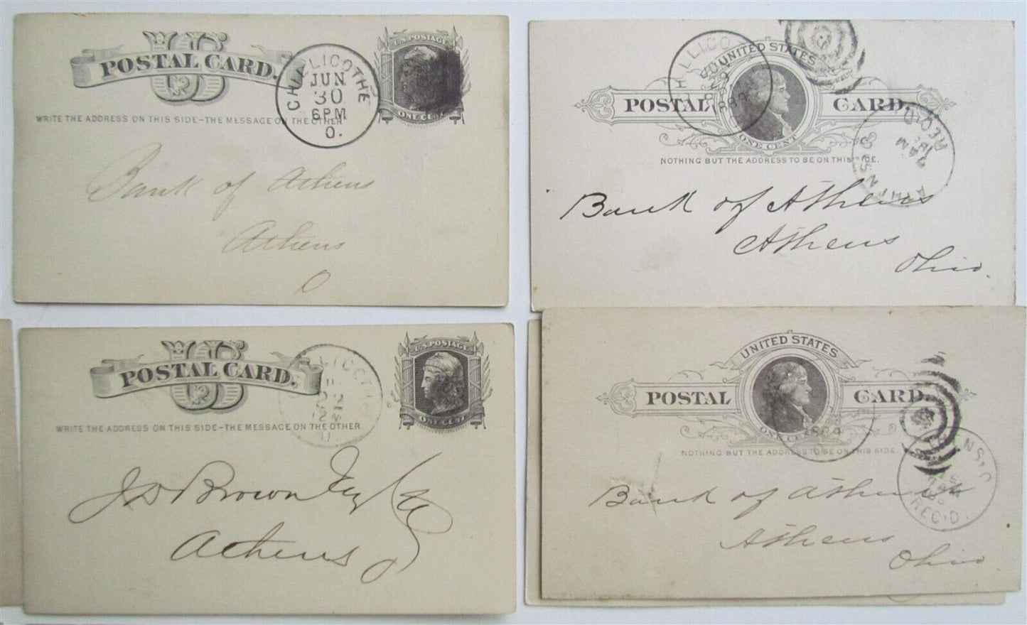 1870s-80s LOT of 10 ROSS CO NATIONAL BANK OHIO ANTIQUE STATEMENT CARDS POSTCARDS