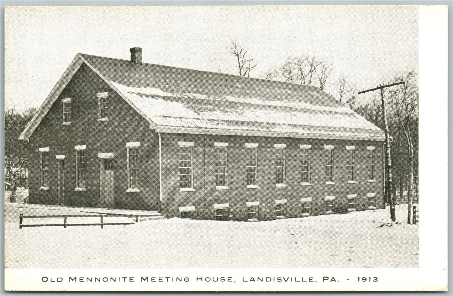 LANDISVILLE PA OLD MENNONITE MEETING HOUSE ANTIQUE POSTCARD
