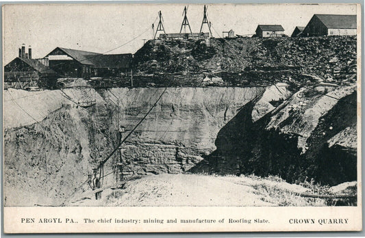 PEN ARGYL PA MINING OF ROOFING SLATE ANTIQUE POSTCARD
