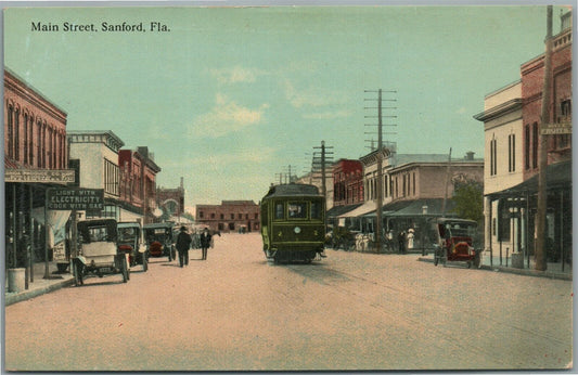 SANFORD FL MAIN STREET ANTIQUE POSTCARD