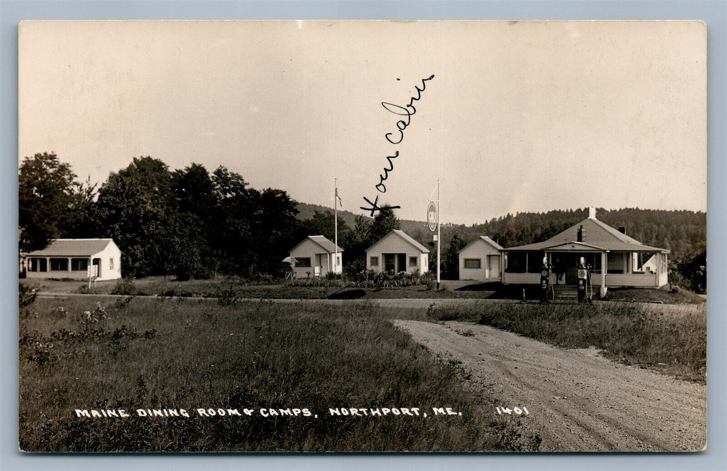 NORTHPORT ME MAINE DINING ROOM & CAMPS 1941 VINTAGE REAL PHOTO POSTCARD RPPC