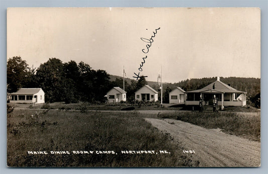 NORTHPORT ME MAINE DINING ROOM & CAMPS 1941 VINTAGE REAL PHOTO POSTCARD RPPC