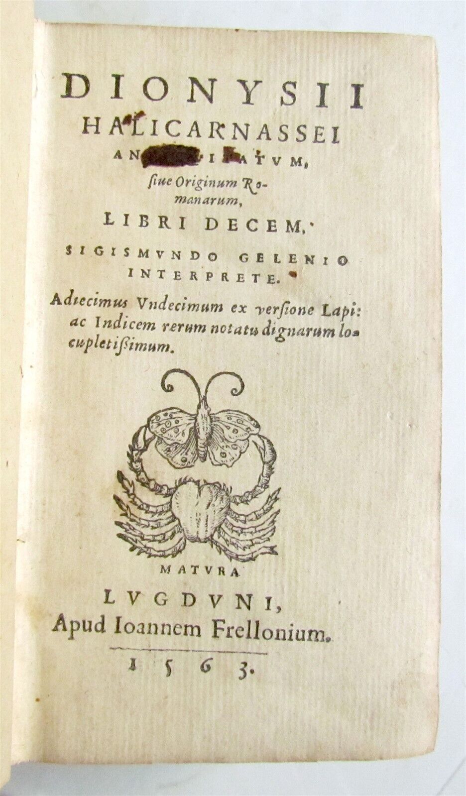 1563 ROMAN HISTORY by Dionysius Halicarnassensis antique 16th century