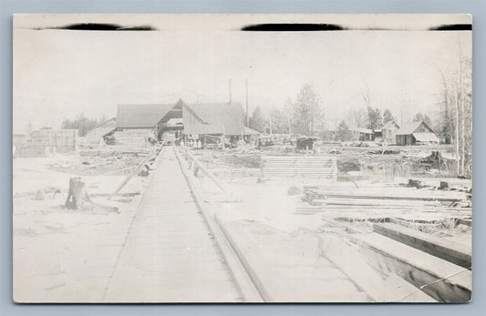 LUMBER YARD SCENE ANTIQUE REAL PHOTO POSTCARD RPPC