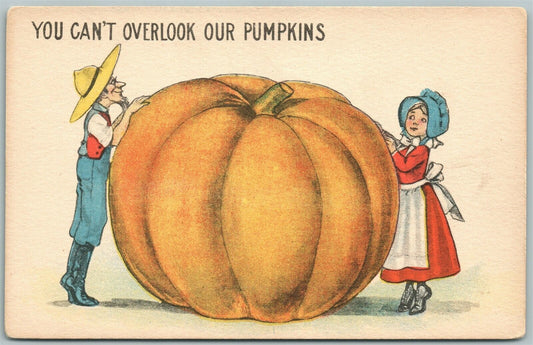 EXAGGERATED ANTIQUE POSTCARD PUMPKINS farming