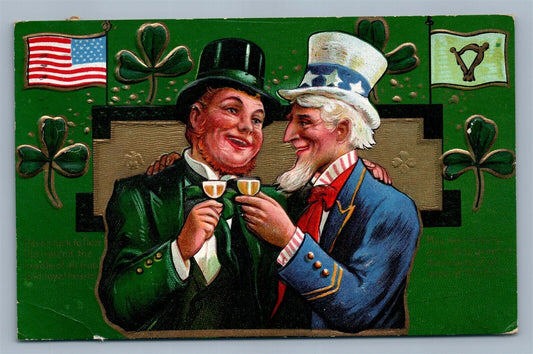 UNCLE SAM ST.PATRICKS SERIES ANTIQUE POSTCARD PATRIOTIC