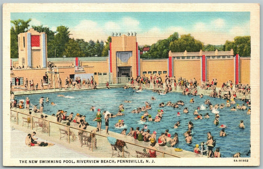PENNSVILLE NJ SWIMMING POOL RIVERVIEW BEACH VINTAGE POSTCARD