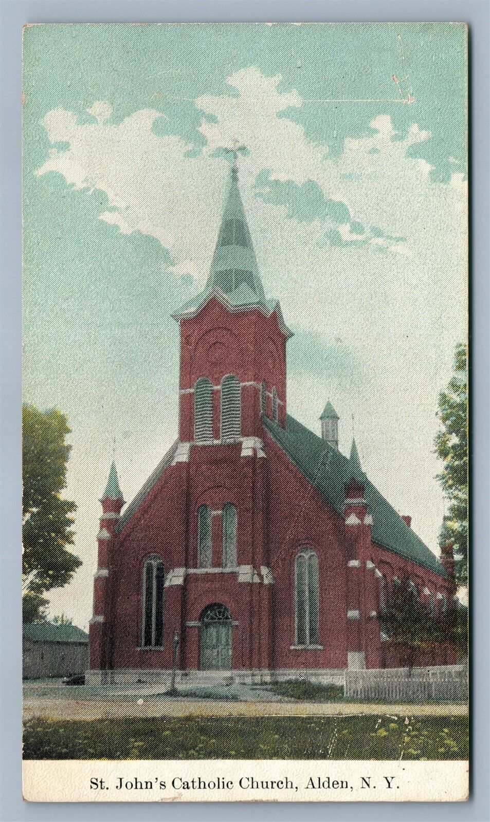 ALDEN NY ST.JOHN'S CHURCH ANTIQUE POSTCARD
