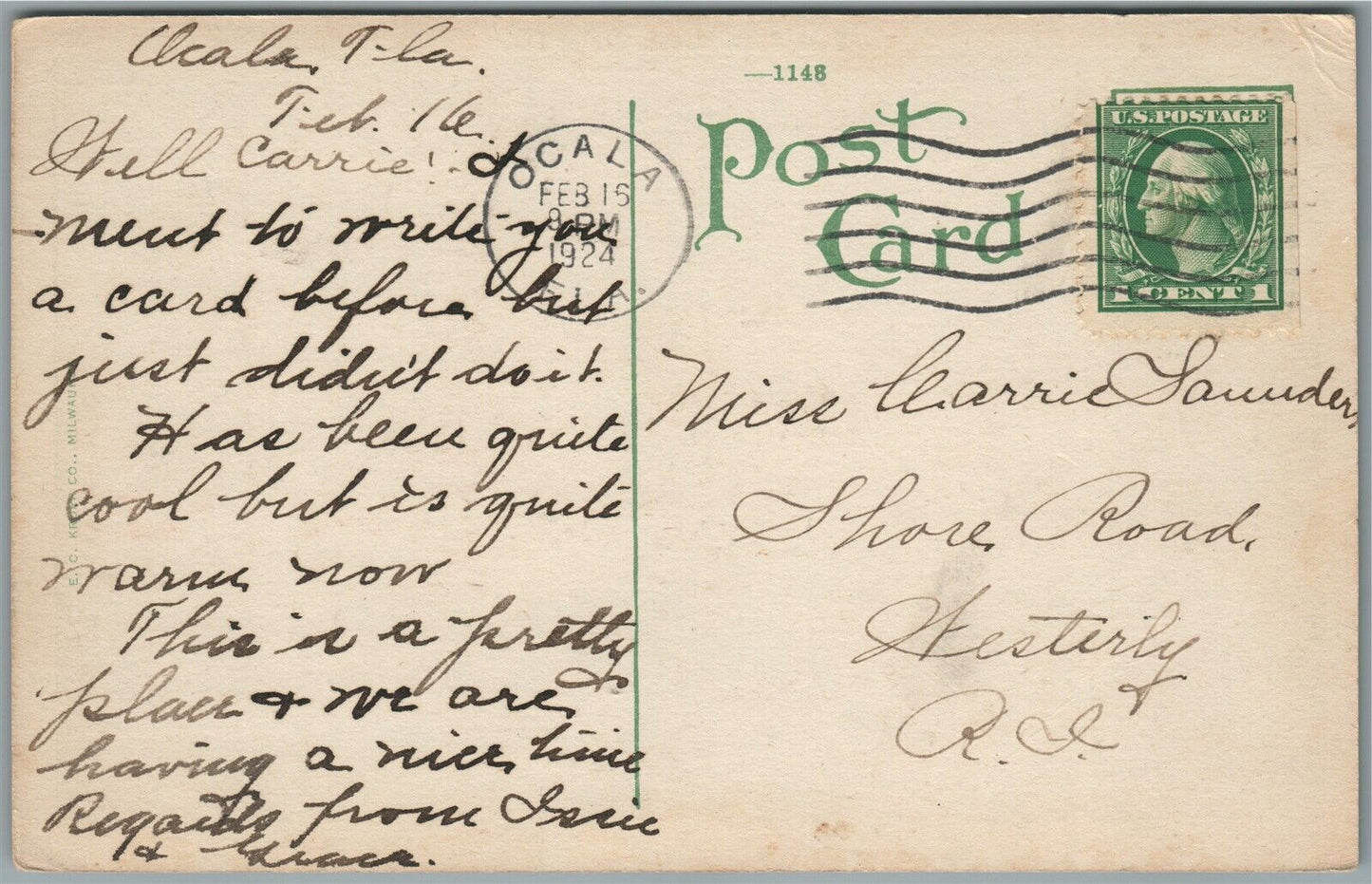 OCALA FL EAST FIFTH STREET ANTIQUE POSTCARD