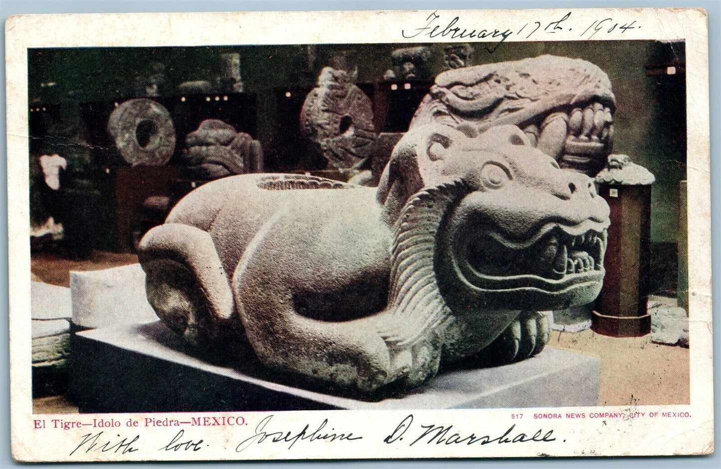 EL TIGRE MEXICO IDOLO DE PIEDRO ANTIQUE POSTCARD