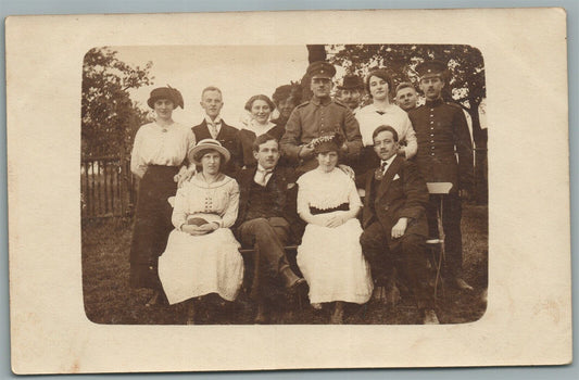 GERMAN SOLDIERS w/ FAMILY WWI ERA ANTIQUE REAL PHOTO POSTCARD RPPC