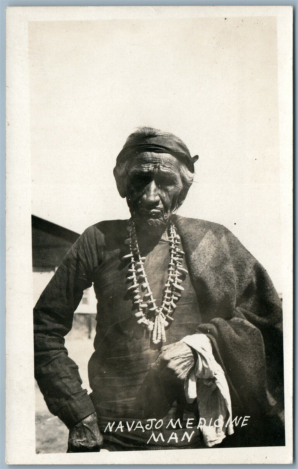 NAVAJO INDIAN MEDICINE MAN ANTIQUE REAL PHOTO POSTCARD RPPC