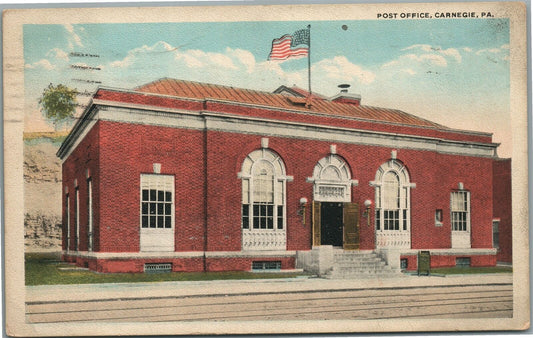 CARNEGIE PA POST OFFICE ANTIQUE POSTCARD