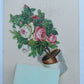 APPLIQUED FLOWERS & ENVELOPE ANTIQUE GERMAN POSTCARD