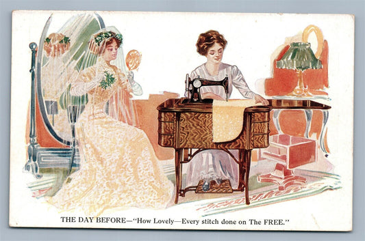 FREE INSURED SEWING MACHINE CO ADVERTISING ANTIQUE POSTCARD