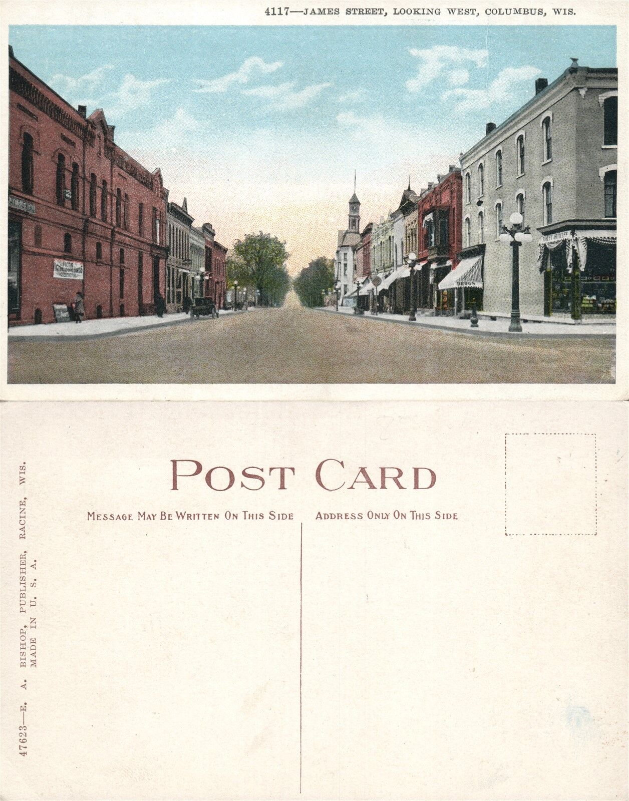 COLUMBUS WI JAMES STREET ANTIQUE POSTCARD