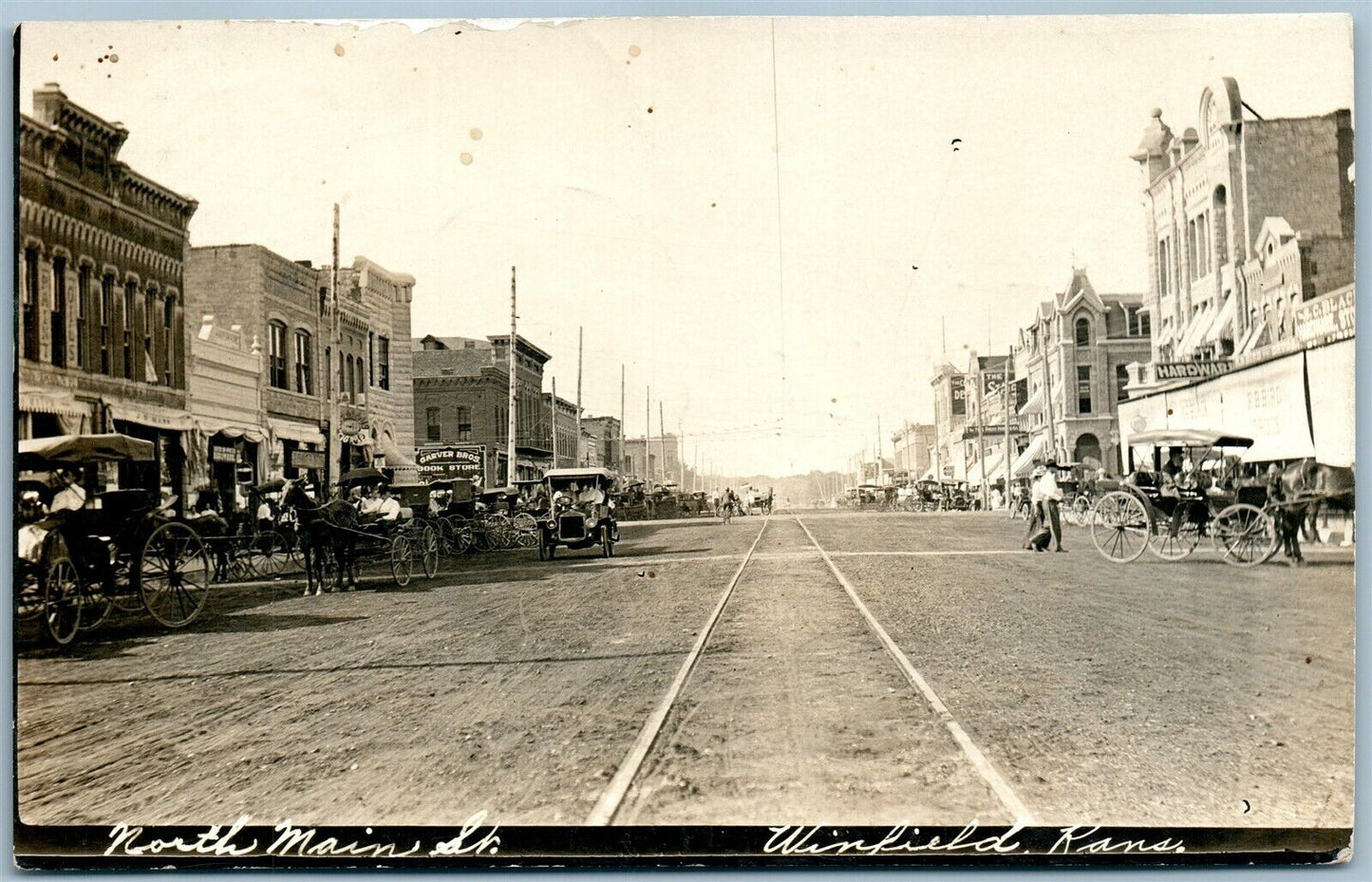 WINFIELD KS NORTH MAIN STREET ANTIQUE REAL PHOTO POSTCARD RPPC