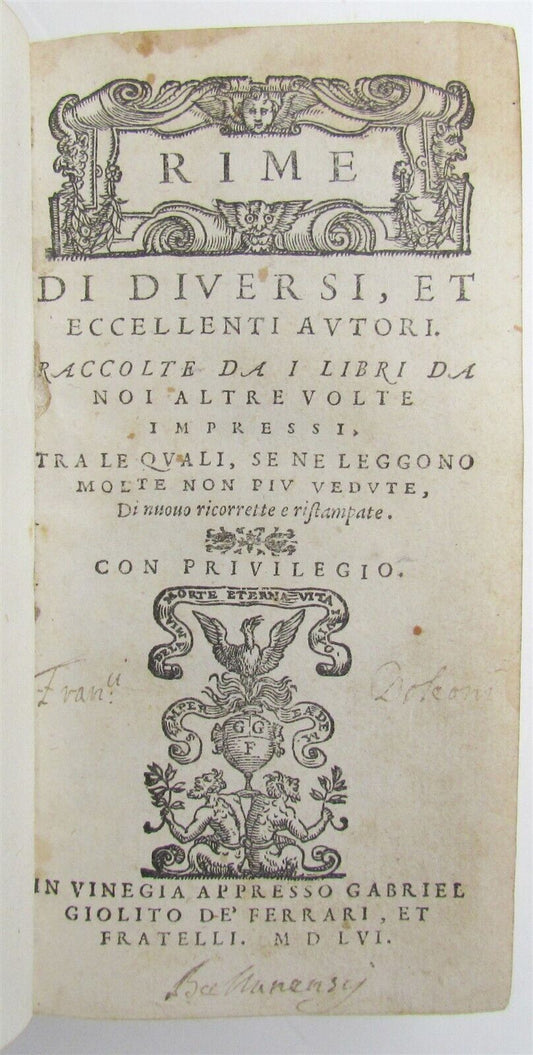 1556 Lodovico DOLCE POETRY antique 16th CENTURY