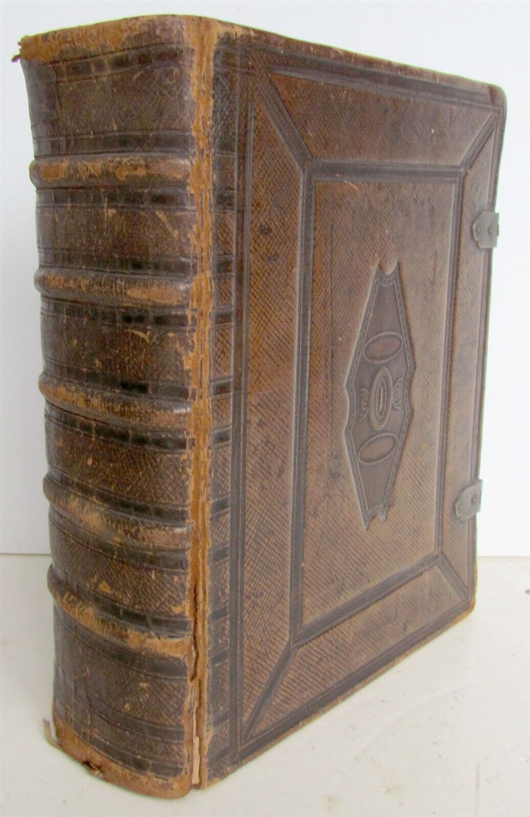 1782 BIBLE LEATHER BOUND w/ CLASPS BIBLIA SACRA antique in DUTCH NETHERLANDS