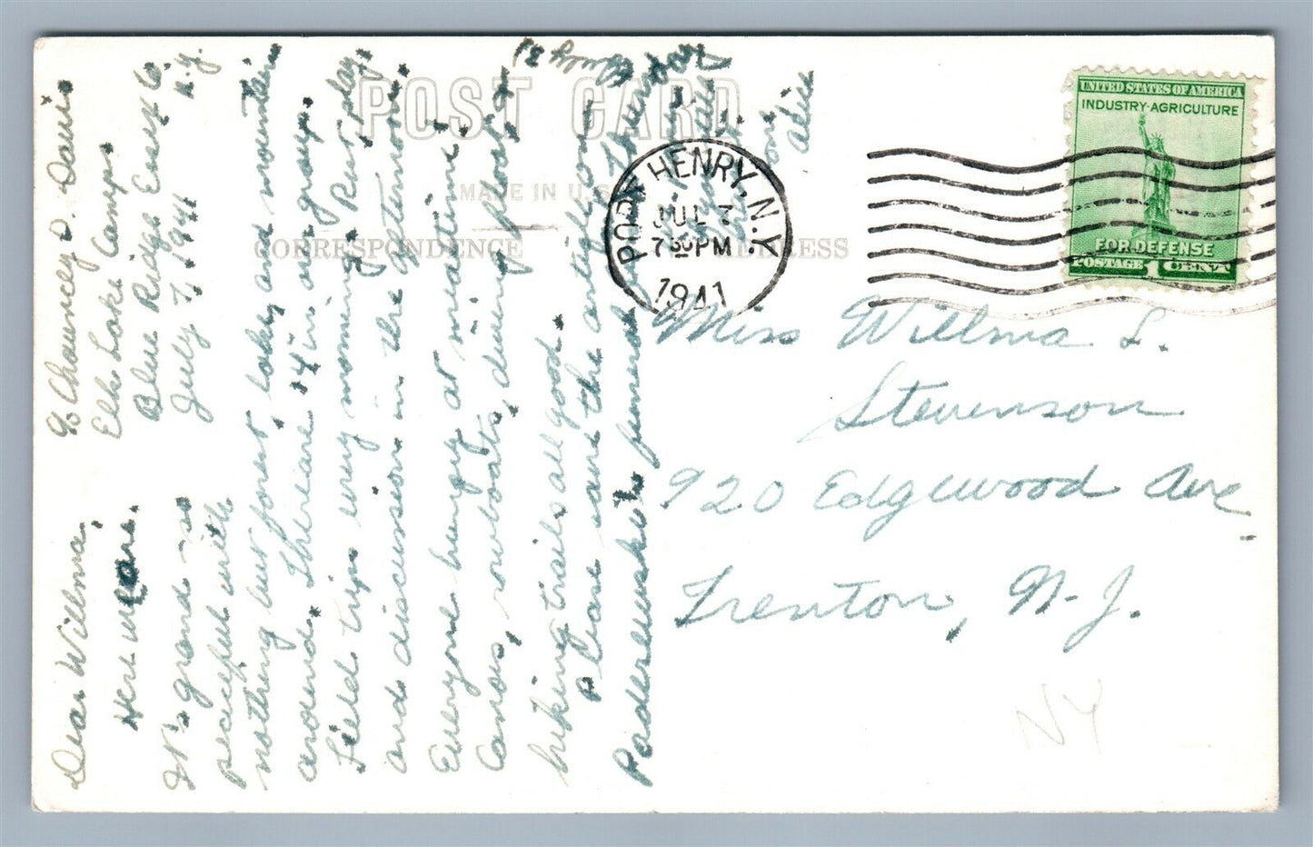 COLVIN RANGE NY MT. MARCY FROM ELK LAKE CAMP VINTAGE REAL PHOTO POSTCARD RPPC