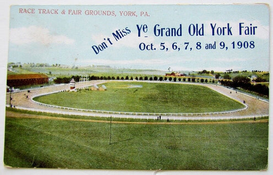 1908 VINTAGE POSTCARD RACE TRACK & FAIR GROUNDS YORK PA