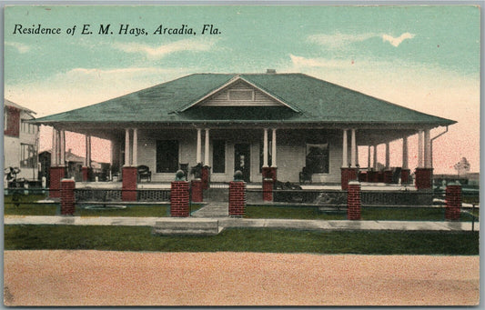 ARCADIA FL RESIDENCE OF E.M. HAYS ANTIQUE POSTCARD