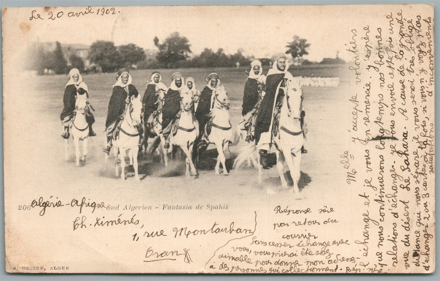 SUD ALGERIEN ANTIQUE POSTCARD w/ STAMPS