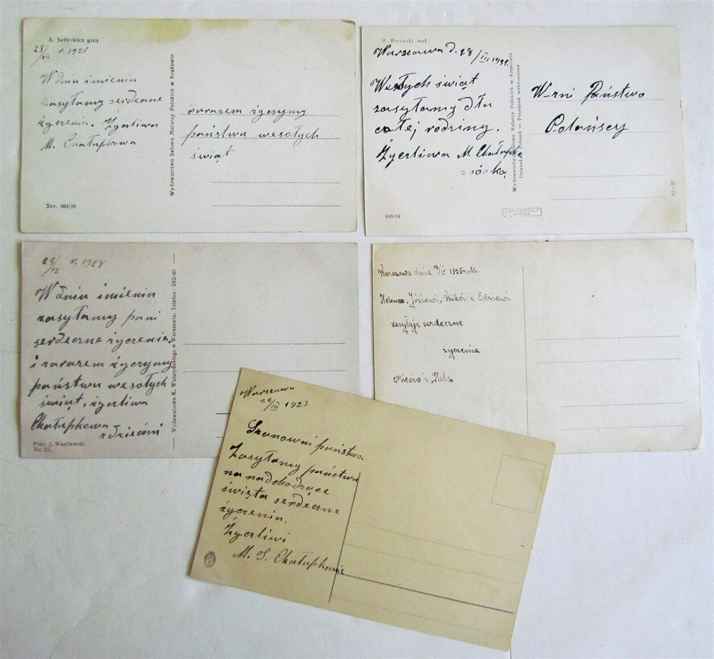 POLAND LOT OF 5 ANTIQUE POLISH POSTCARDS