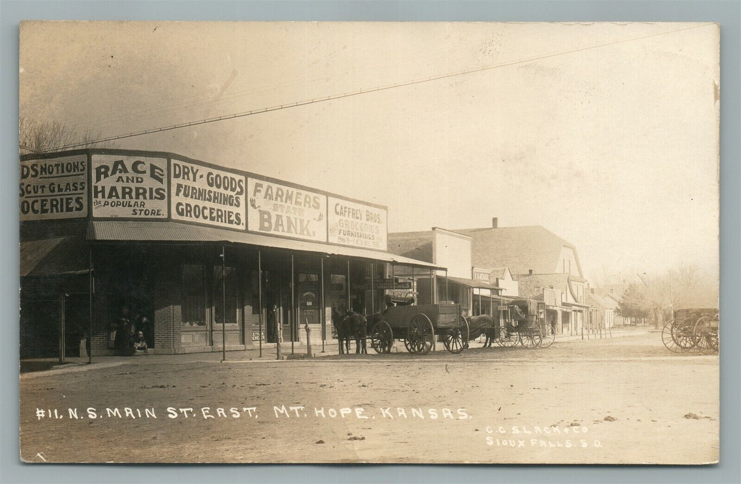 MT.HOPE KS MAIN STREET STORE FRONTS SIGNS ANTIQUE REAL PHOTO POSTCARD RPPC