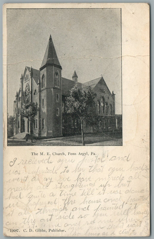 PEN ARGYL PA M.E. CHURCH ANTIQUE POSTCARD