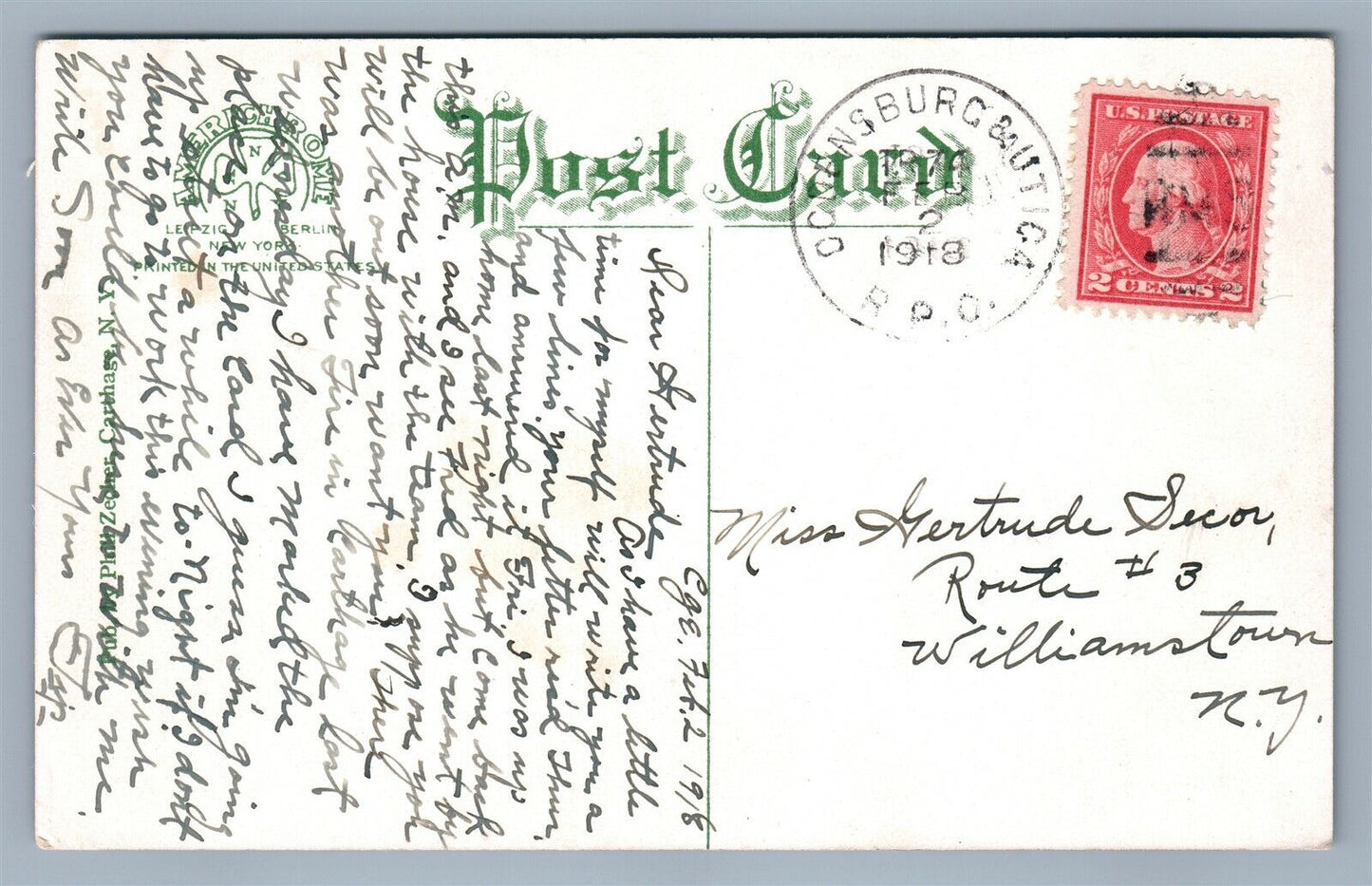 CARTHAGE NY STATE BRIDGE 1918 ANTIQUE POSTCARD