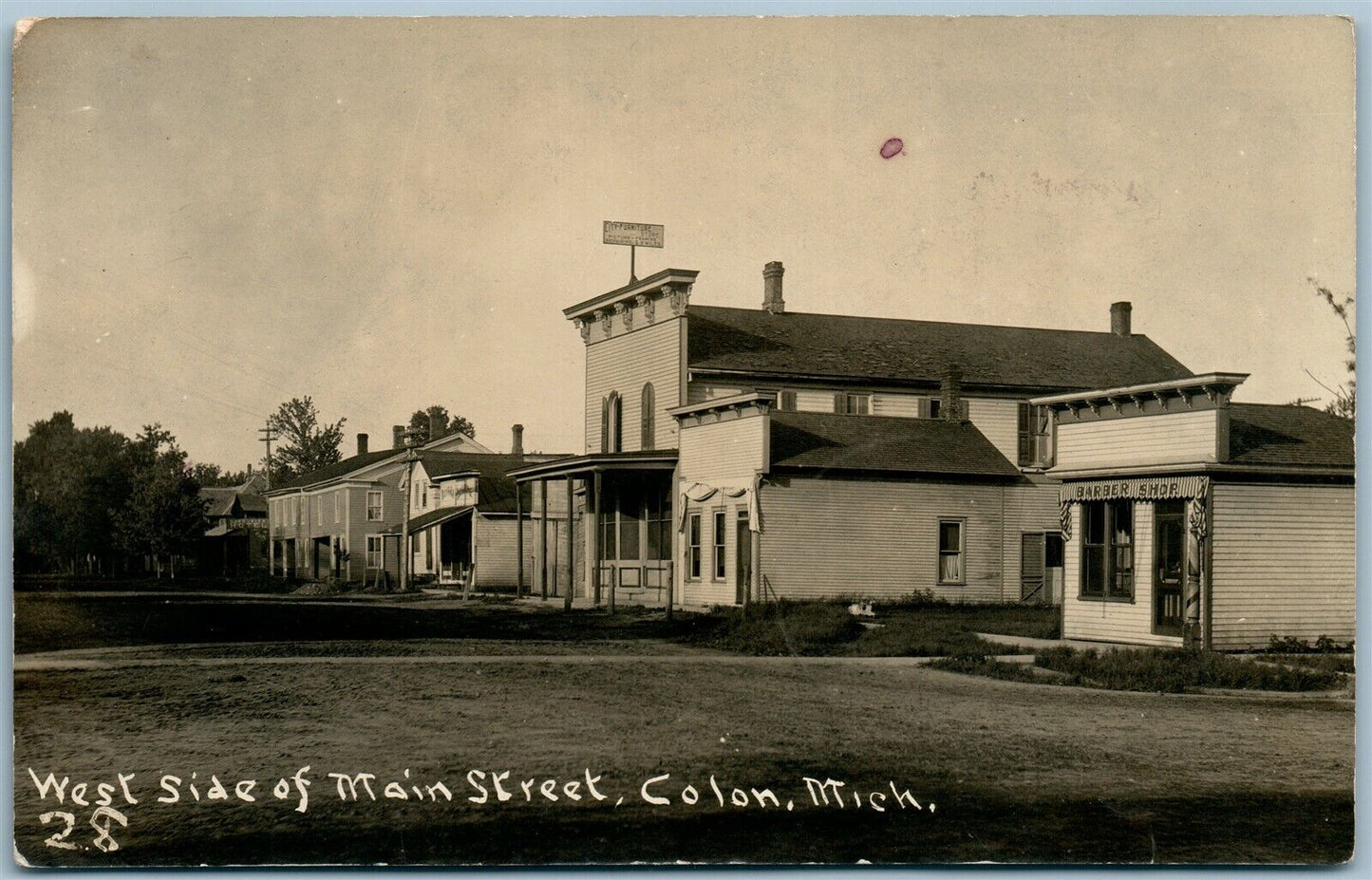 COLON MI WEST SIDE of MAIN STREET ANTIQUE REAL PHOTO POSTCARD RPPC