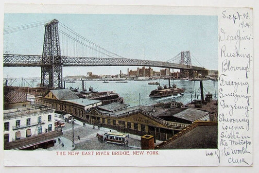 VINTAGE 1904 UNDIVIDED POSTCARD THE NEW RIVER BRIDGE NEW YORK