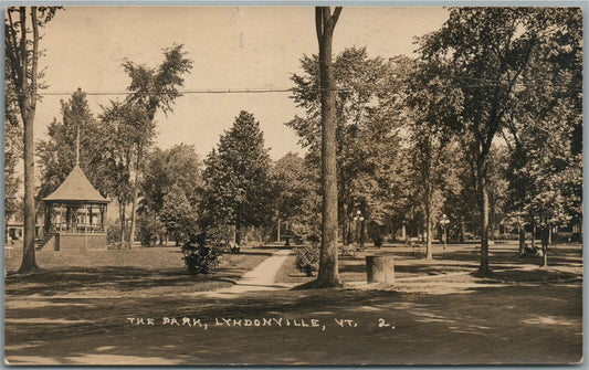 LYNDONVILLE VT THE PARK ANTIQUE REAL PHOTO POSTCARD RPPC