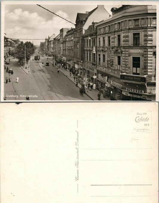 VINTAGE RPPC REAL PHOTO POSTCARD - DUISBURG KONIGSTRASSE GERMANY