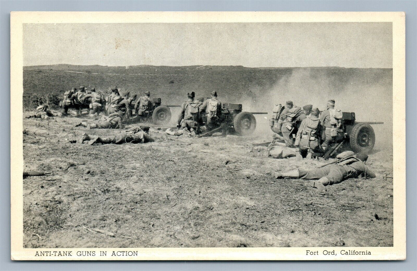 FORT ORD CA anti-tank guns in action VINTAGE POSTCARD