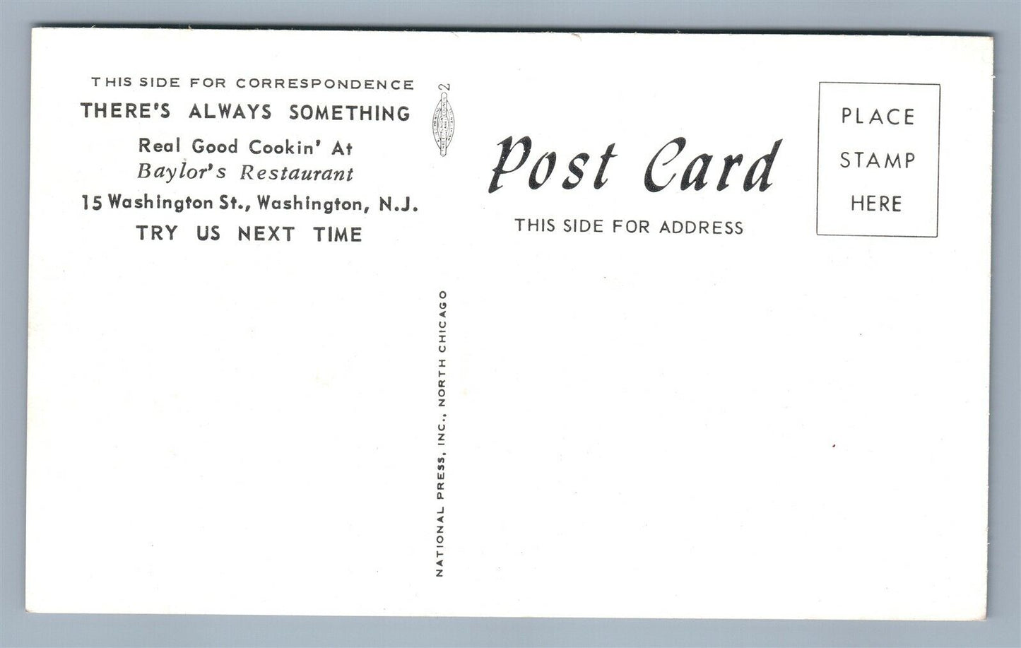 WASHINGTON NJ BAYLOR'S RESTAURANT VINTAGE POSTCARD
