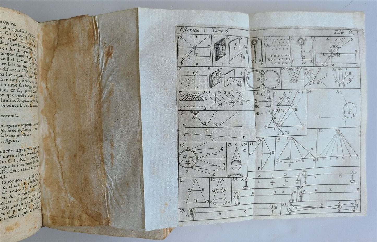 1727 MATHEMATICS in SPANISH Compendio mathematico antique METHEOROS OPTICA