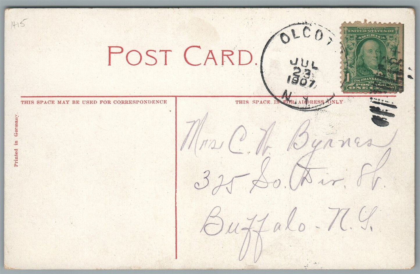 OLCOTT NY BIRDS EYE VIEW ANTIQUE POSTCARD