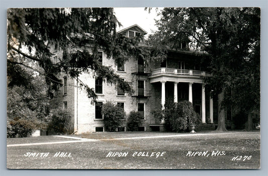 RIPON WI COLLEGE SMITH HALL VINTAGE REAL PHOTO POSTCARD RPPC