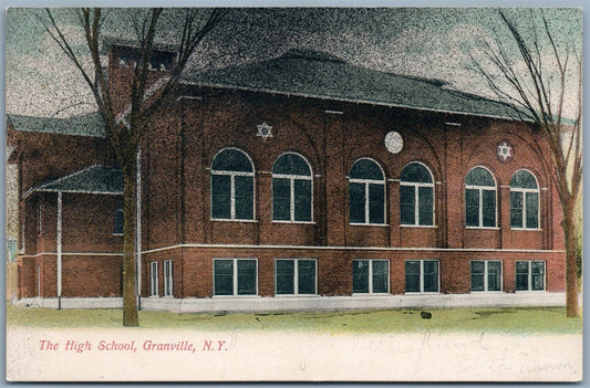 GRANVILLE NY HIGH SCHOOL UNDIVIDED ANTIQUE POSTCARD star of David
