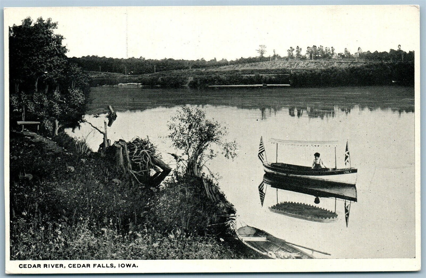 CEDAR FALLS IA CEDAR RIVER 1917 ANTIQUE POSTCARD