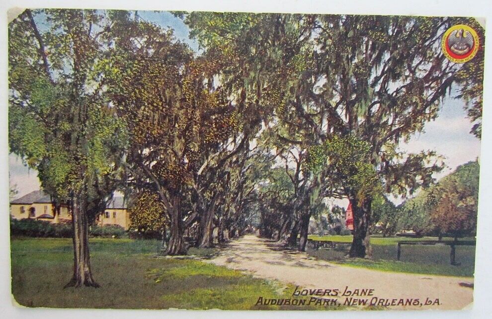 VINTAGE 1911 POSTCARD - LOVERS LANE AUBURN PARK NEW ORLEANS LA